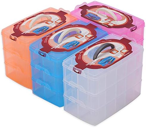 Sooyee 3-Tier Craft Storage Organizer Box Plastic,Blue