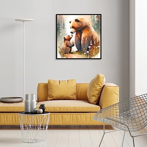 Stalente Diamond Painting Kits for Adults, 5D DIY Diamond Art Kits for Beginners Round Full Drill Diamond Painting for Home Wall Decoration Gift 12×12inch, Brown Bear