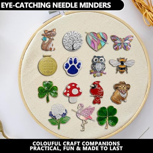 Magnetic Needle Minder Magnet Embroidery Accessories and Supplies Embroidery Needle Holder Cross Stitch Holder Needlework Supplies (Pink Hydrangea)