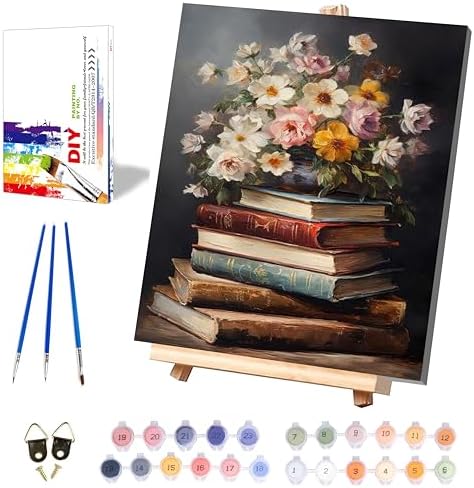 Book Paint by Numbers for Adults with Framed Canvas - with Wooden Easel