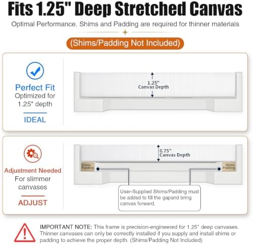 Canvas Floater Frame for 1”–1.25”Deep Gallery Wrapped Canvas, Wood-Look Floating Frame Wall Artwork for Oil Paintings, Gallery Bedroom, Living Room, Studio, Made in USA(White,18x24)