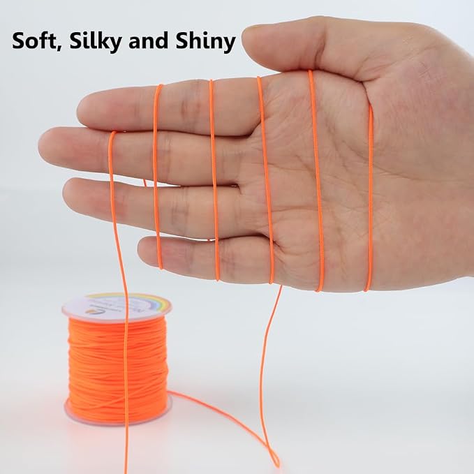 LUSTEMBER 0.8mm Nylon String, Strong Bracelet String, Durable Nylon Cord for Jewelry Making, Bracelets, Beading, Necklaces, Rattail Braiding, Kumihimo, Wind Chimes, Blinds and Handicrafts