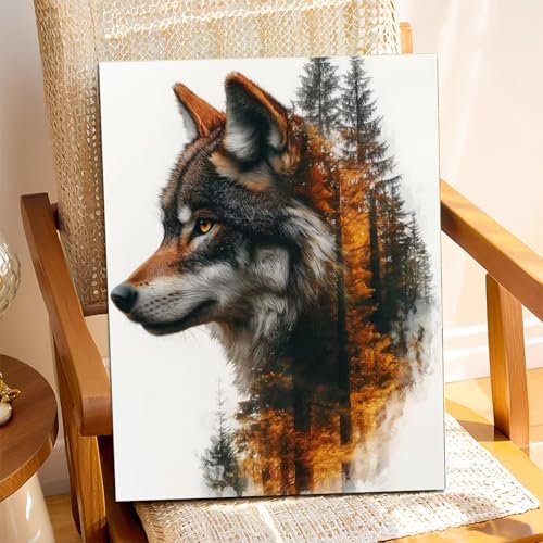 XTCIXAL Paint by Numbers Kit for Adults, Wolf - 16X20 Inch