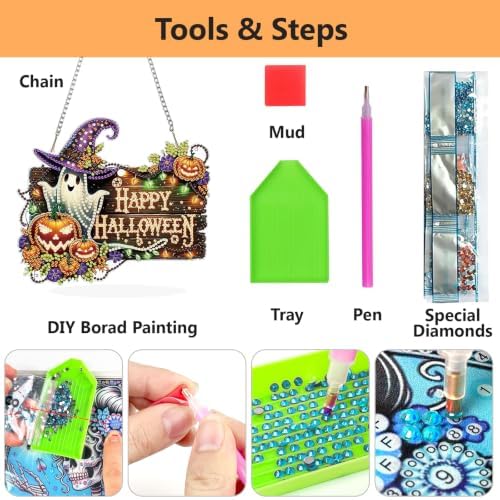 AIBOERL Halloween Diamond Art Kits for Adults, Acrylic Hanging Suncatcher