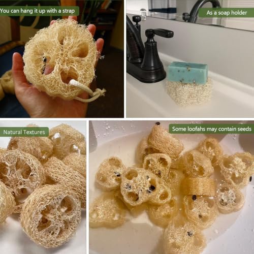 Natural Loofah Sponge, Organic Loofah Slices for Soap Making, 20 Pack