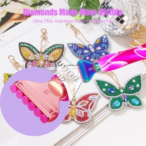 Huanlys Diamond Art Pens Tools Diamond Painting Accessories Kits with Screw Steel Rose Gold Metal Tip Nibs Placers Roller Tool Accessories (Purple Color)