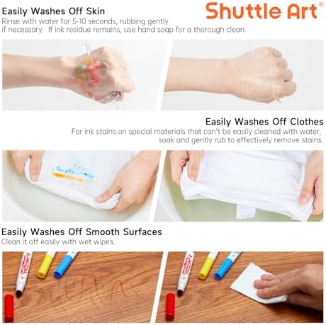 Shuttle Art Super Washable Markers, 30 Colors Broad Line Conical Tip Markers for Kids, Ultra Clean Coloring Book Marker Set, Home Classroom School Supplies for Toddlers Kids Adults Students Teachers
