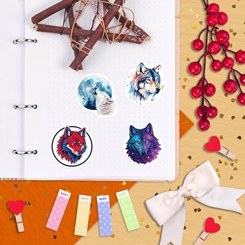 100Pcs Wolf Stickers for Water Bottle, Laptop - Cute Wolf Gift, Party Decoration - Forest, Woodland Animal Stickers - Gift for Women & Men