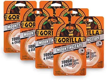 Gorilla Tough & Clear; Double Sided Mounting Tape; Weatherproof; 1" x 60"; Clear; (Pack of 7)