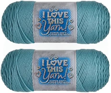Hobby Lobby I Love This Yarn, 100% Acrylic, 320 Sea Blue, Set of 2
