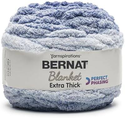 Bernat Blanket Extra Thick Perfect Phasing Chunky Yarn, Deep Navy