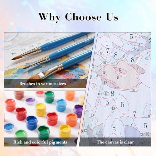 Amaieuin Bookstore Paint by Numbers Kit for Adults,Paint by Number Adult Bookstore,Adult Paint by Numbers for Home Decor Gifts 16x20in