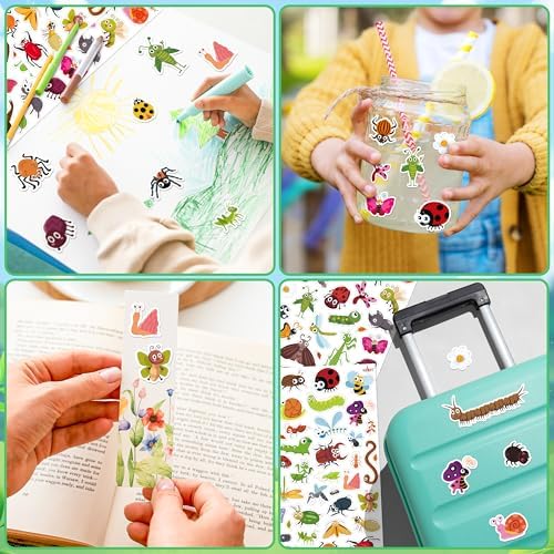 LINAYE 24 Sheets Cute Bug Insect Stickers for Kids, 960 Counts for Scrapbooking,Water Bottles,Envelopes,Laptop Lovely Insect Stickers for Classroom Boys Girls