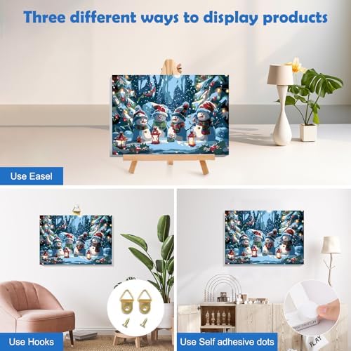 MOGTAA Christmas Paint by Numbers Kit for Adults Beginners with Frame, Snowman Adult Paint by Number Kits on Canvas with Easel, Easy DIY Xmas Winter Oil Painting Kits for Home Decor, 8x12in