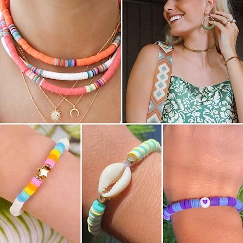 Gionlion 24 Colors Clay Beads Friendship Bracelet Making Kit w/Charms | Preppy Heishi Beads Charms for Jewelry Making, DIY Crafts Gifts for Girls Ages 6-12, Cute Stuff for Teens Christmas Birthday