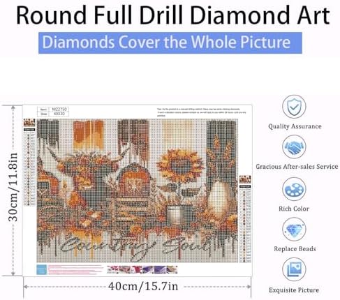 Xylogist Highland Cow Diamond Art Kits for Adults, 5D Diamond Painting