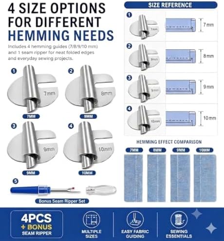 4PCS Universal Sewing Rolled Hemmer Foot for Sewing Machine