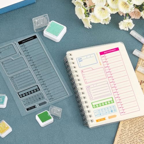 ORIGACH Plans and Schedules Clear Stamps Date Planning Silicone Stamps for Cards Making DIY Scrapbooking Photo Album Decoration, 6.3x4.3inch