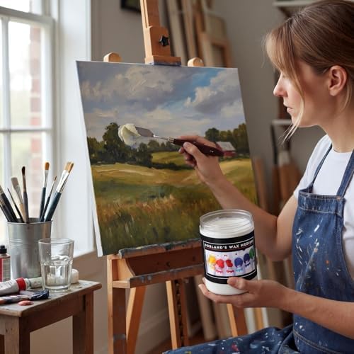 Conelist 1 Set Oil Painting Waterproof and Dustproof Wax Medium with Palette Knife Versatile Waterproof Protective Coat Wax and Dammar Resin Medium for Painting Sealing Finishing (16 oz)