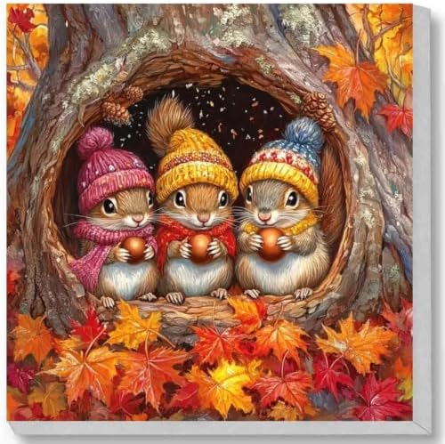Fall Paint by Numbers Kit for Adults,Squirrel Paint by Number With Frame