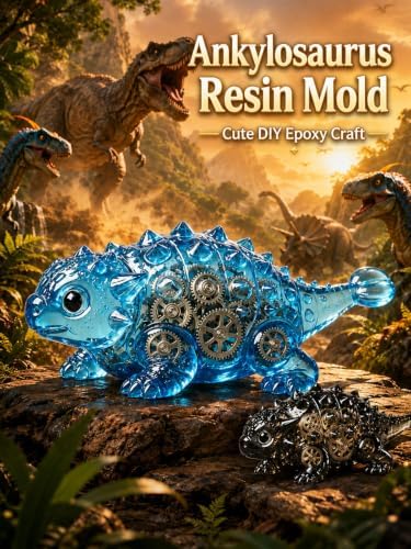 3D Armored Dinosaur Epoxy Resin Molds for Hand Craft Home Decor; Ankylosaurus Fun Animal Mold for DIY Plaster Taba Squishy Chocolate Soap Candle Dinosaur Theme Night Lights; Gift for Men Boys