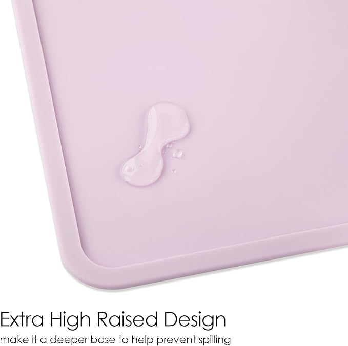 Silicone Placemats with Raised Edges for Kids, Kids Silicone Mats for Dining Table, Toddler placemat Portable Reusable Non-Slip Mats for Kids Toddler Children (Purple)