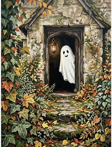 pchmcu Paint by Numbers Kit for Adults Beginner - Halloween Adult Paint by Number Kits on Canvas Without Frame, Ghost Oil Paint by Numbers for Home Decor Gift 16x20 inch