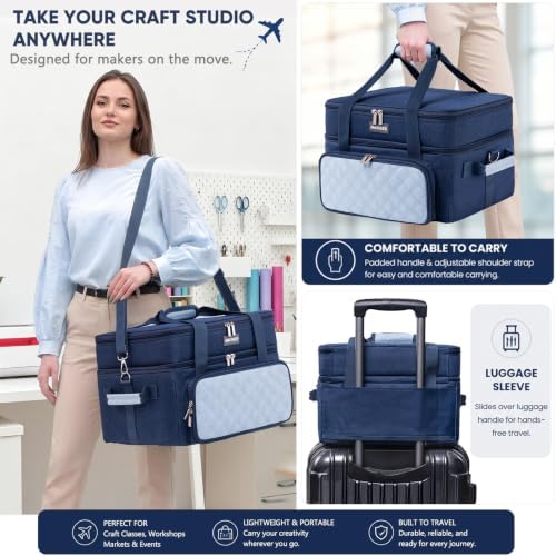AMOIGEE Double-Layer Carrying Case, Craft Organizer for Cricut Accessories
