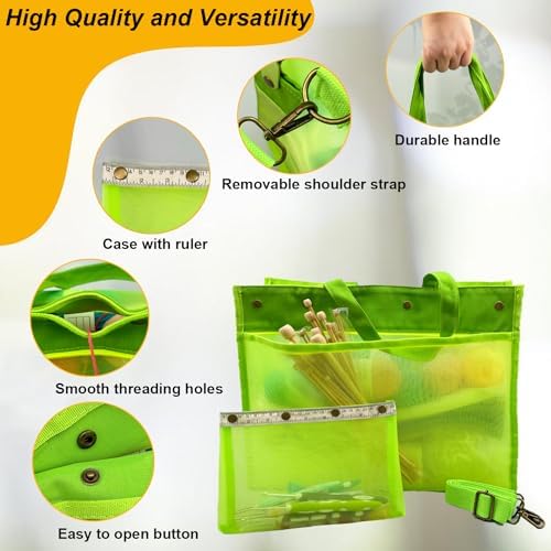 Knitting Bag Large Yarn Storage Organizer,Yarn Bags for Crocheting,Crochet Storage Bags for Crochet Hooks,Knitting Needles,Knit Bags Ideal Knitting & Crochet Gift(Green)