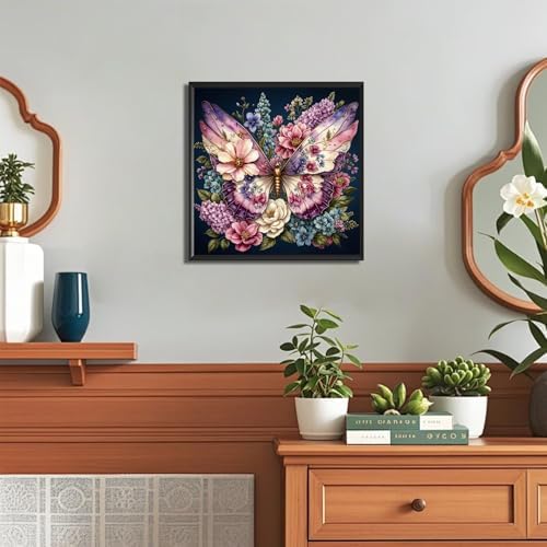 xcemhil Flower Butterfly Paint by Numbers Kit for Adults Beginner, Flower Butterfly Acrylic Paint by Number Kits Suitable for Home Wall Art Decor Gifts 16x16 Inch