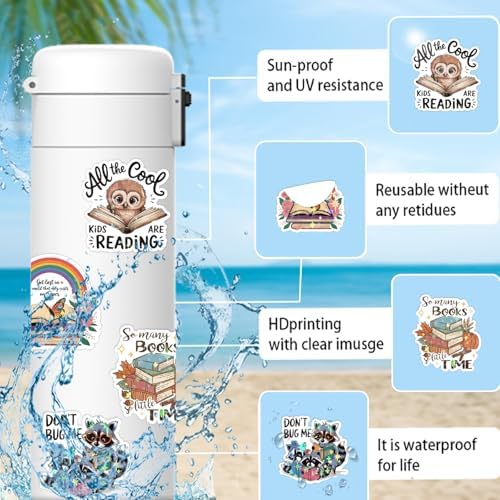 300+ PCS Book Stickers Pack for Kindle Water Bottle Laptop - Waterproof Vinyl Scrapbook Journaling Supplies Cute Bookish Stickers Gift Book Lovers Booktok Accessories (Book Stickers)