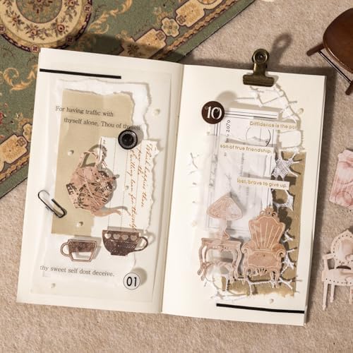 120 Pcs Vintage Home Ephemera Stickers for Scrapbooking