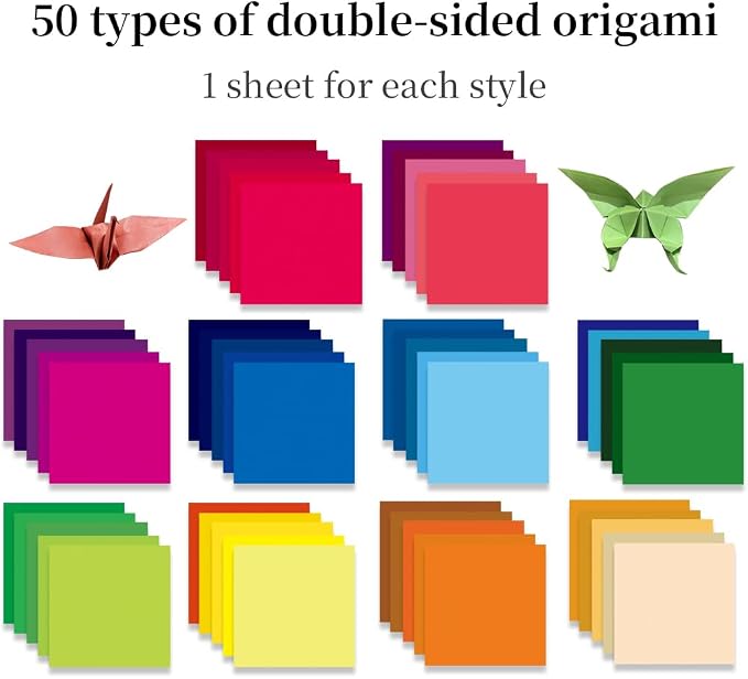 6x6" Origami Paper,50Sheets Double Sided Colored Paper,Square Craft Paper