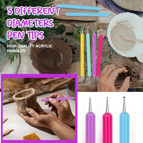 Ashmacdo 20 Pcs Dotting Tools for Painting,Ball Embossing Tool Tracing Stylus for Transfer Paper Drawing Nail Art