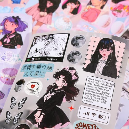 Girl's Japanese Retro Sticker Book, Anime Girl Theme - 650+ Cute Old Showa Style Comics Stickers, for DIY Scrapbooking Journaling Handbook Decoration