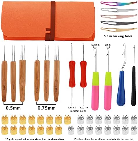 QMNNMA Crochet Needle for Locs, 48 Pcs Dreadlock Crochet Hook for Hair