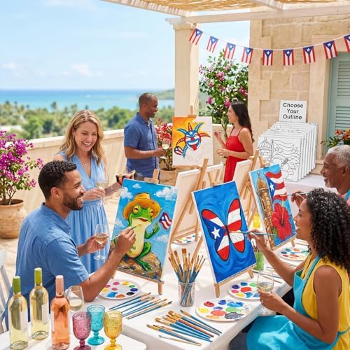 Tinlade 12 Pcs Pre Drawn Canvas for Painting Stretched,Puerto Rico