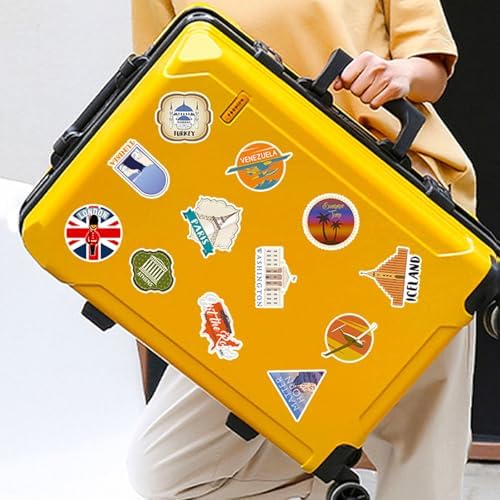 DothRayan 100Pcs World Travel Stickers Pack, Vacation Sticker Famous City Landmark Waterproof Vinyl Travel Luggage Stickers for Water Bottle Laptop Scrapbooking, Aesthetic Vintage Tourism Decals
