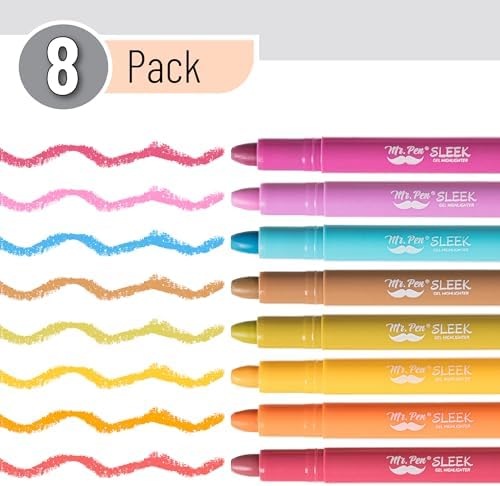 Mr. Pen- No Bleed Gel Highlighters, Dark Sunshine & Smiles, 8 Pack