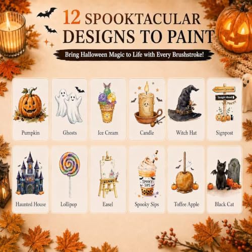 Halloween Pumpkin Watercolor Workbook, 16 Colors, 3 Brushes