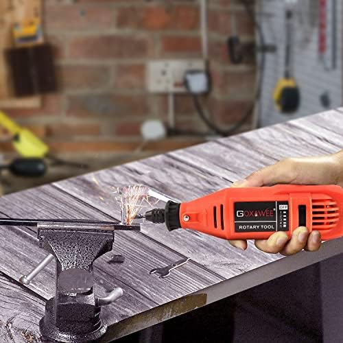 GOXAWEE Mini Rotary Tool Kit with Keyless Chuck & Flex Shaft -140Pcs, Red