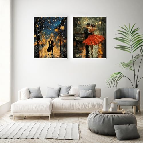 Possoco 2 Pack Paint by Numbers Kit for Adults Beginner, Romantic Lover Adult Paint by Number Kits on Canvas, DIY Acrylic Number Painting for Adults Landscape for Home Decor Gift 16x20 Inch