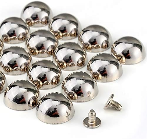YORANYO 20 Sets 15X8MM Dome Spikes and Studs 19/32" Handbag Feet Silver Color Round Spikes Screw Back Studs and Spikes for Clothing Shoes Leather Craft Belts Bags Accessories with Installation Tool
