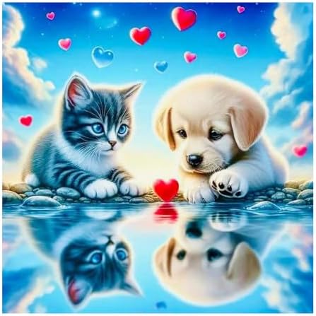 SJUTOUCI Cat and Dog Diamond Art Kit for Adults, Diamond Painting