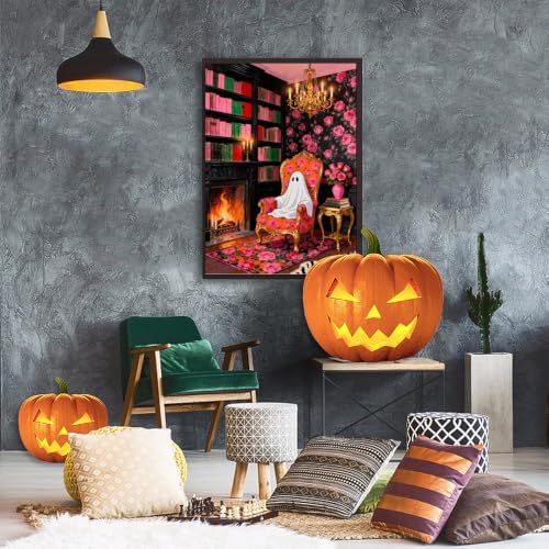 pchmcu DIY Ghost Paint by Numbers Kits for Adults,Paint by Number for Adults Beginner,Halloween Paint by Numbers Kits on Canvas Without Frame for Home Wall Decor 16x20inch