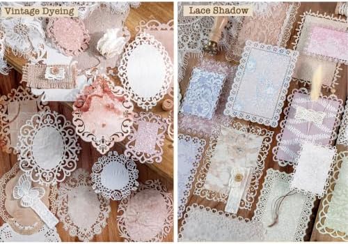 84 Pcs Lace Textured Scrapbook Paper Kit, Embossed Rice Paper For Decoupage