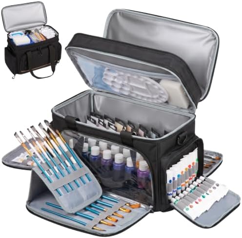 2 Layer Acrylic Paint Storage Bag for 32 Bottle(2 oz) Acrylic Paint