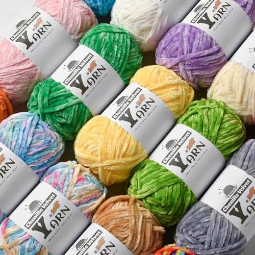 Chenille Crochet Navy Blue Yarn 2 Pack