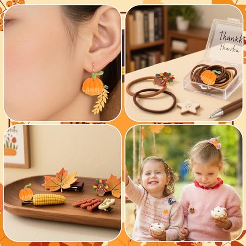 FOIMAS Thankgiving Resin Flatback Charms,50pcs Pumpkin Turkey Embellishment Resin Miniatures for Fall Thanksgiving Ornament Decoration Supply