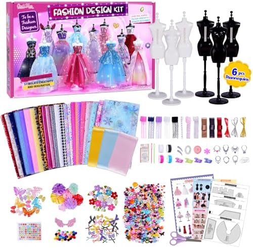 Fashion Designer Kits for Girls with 6 Mannequins, 800+ Crafts Kit for Kids